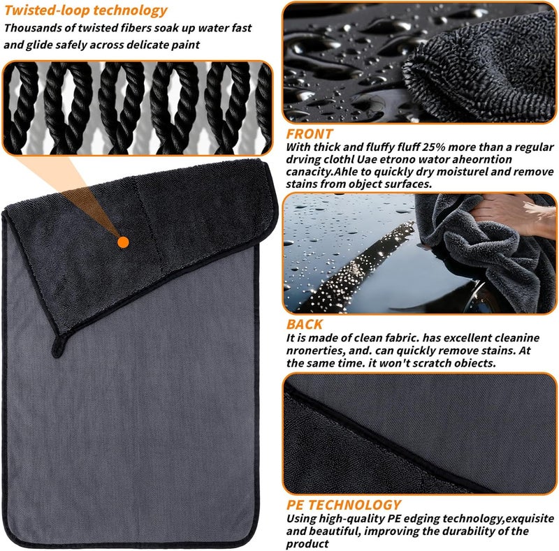 UZLU 8 PCS Microfiber Towels for Cars 36x24 Inch Microfiber Cleaning Cloths Bulk Soft Car Detailng Towel Cloths 600 GSM Detailing Buffing Quick Drying Towel Polishing Waxing Auto Detailing Towel Cloth - Image 2